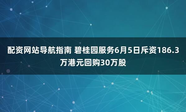 配资网站导航指南 碧桂园服务6月5日斥资186.3万港元回购30万股